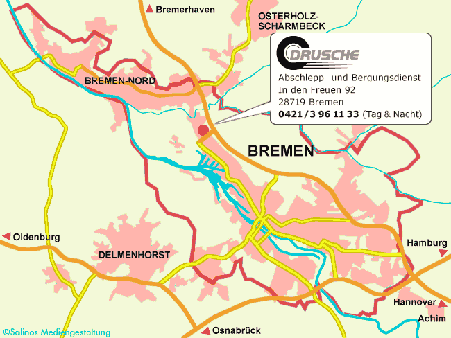 Bremenkarte zur Anfahrt Firma Drusche